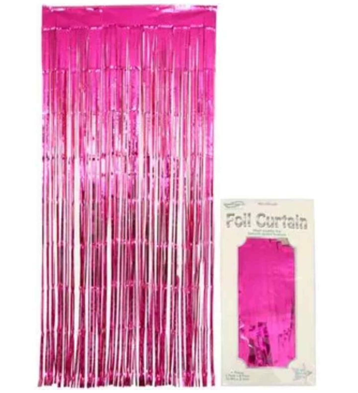 0.9m x 2.4m Oaktree Foil Curtain Metallic Fuchsia
