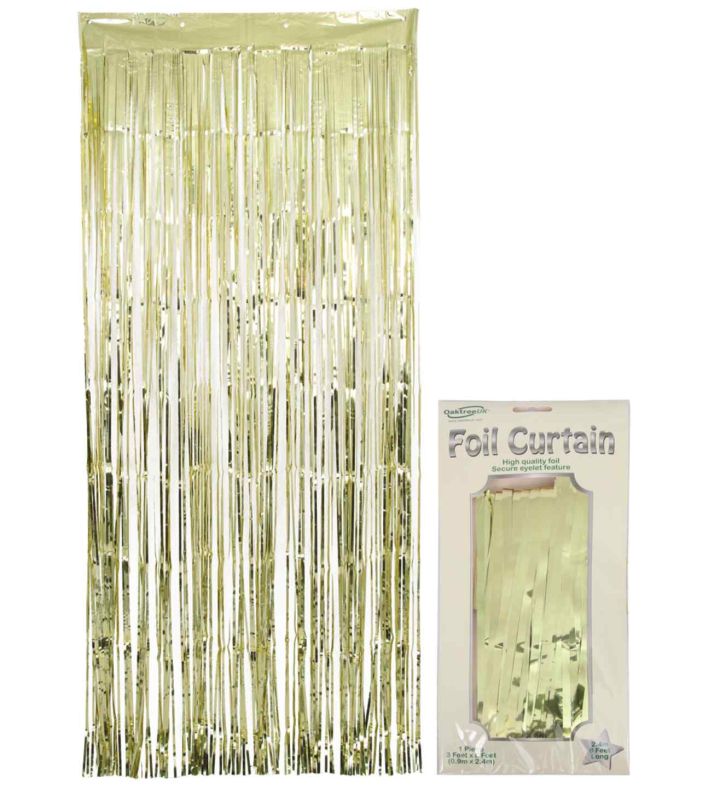 0.9m x 2.40m Oaktree Foil Curtain Metallic Gold