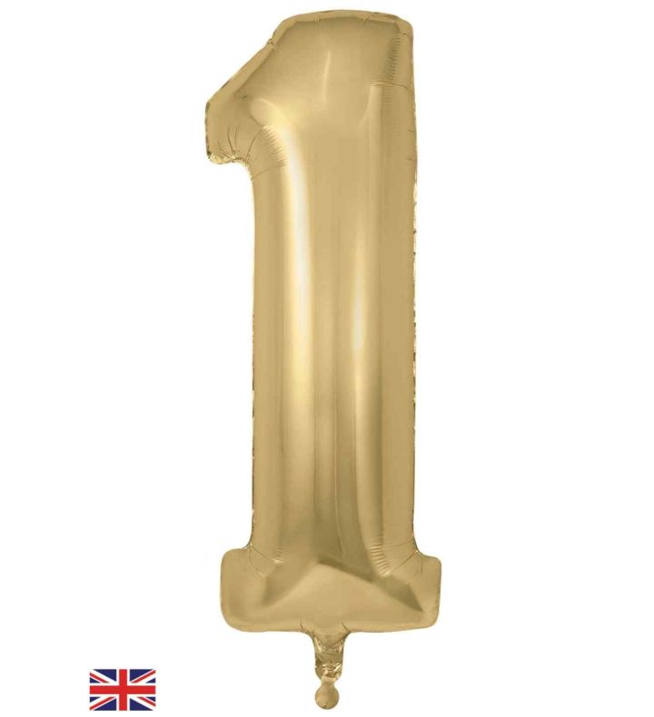 34" Gold Silk Number 1 Oaktree Foil Balloon