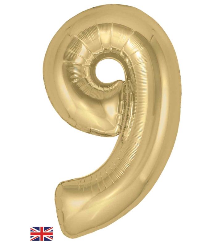34" Gold Silk Number 9 Oaktree Foil Balloon