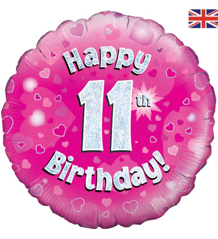 18" Oaktree 11th Birthday Pink Foil Balloon