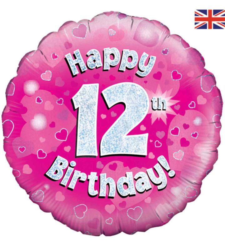 18" Oaktree 12th Birthday Pink Foil Balloon