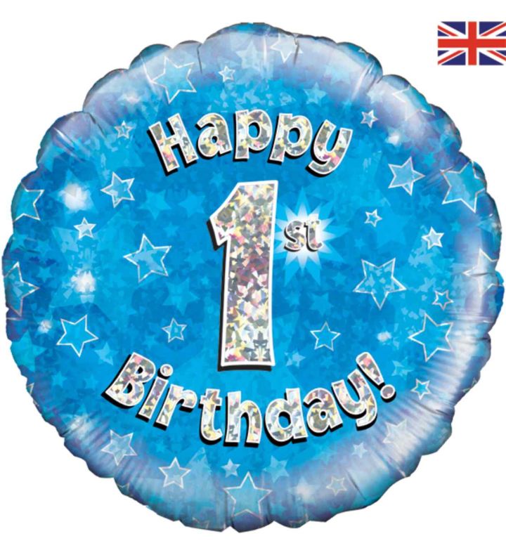 18" Oaktree 1st Birthday Blue Foil Balloon