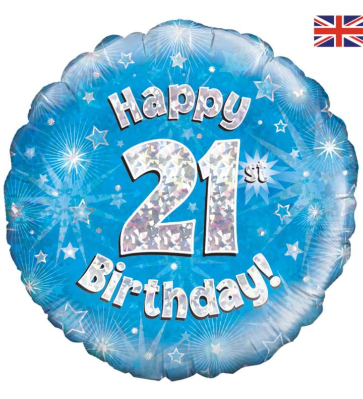 18" Oaktree 21st Birthday Blue Foil Balloon