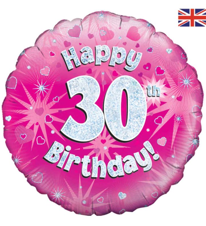 18" Oaktree 30th Birthday Pink Foil Balloon