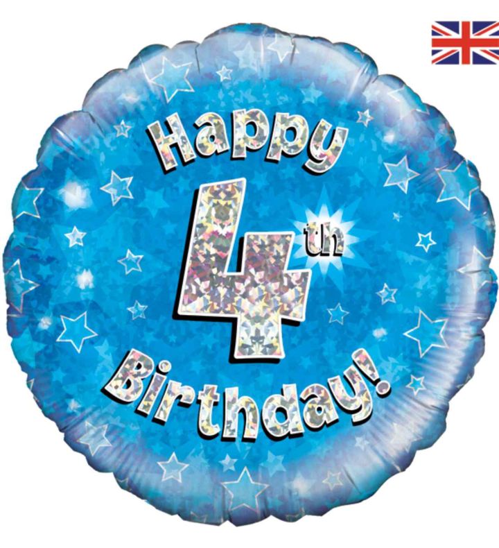 18" Oaktree 4th Birthday Blue Round Foil Balloon