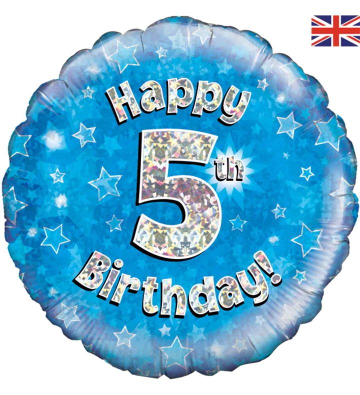 18" Oaktree 5th Birthday Blue Round Foil Balloon