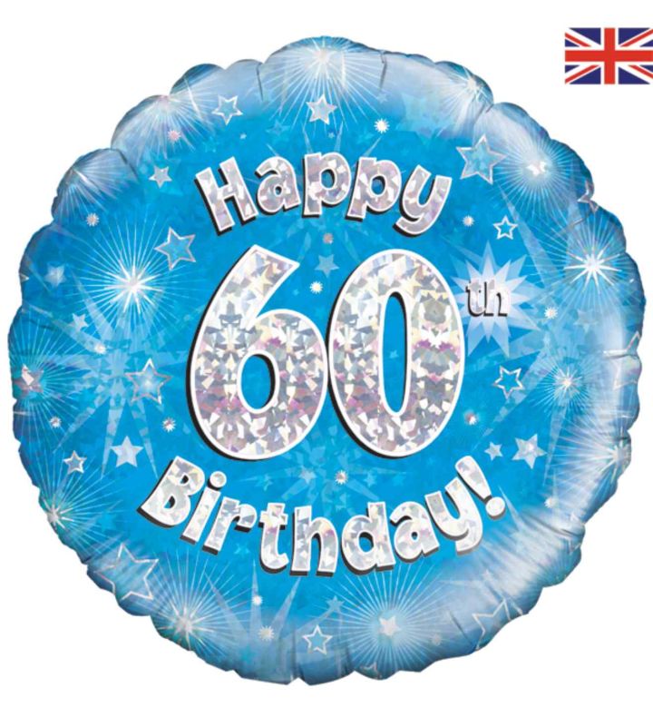 18" Oaktree 60th Birthday Blue Foil Balloon