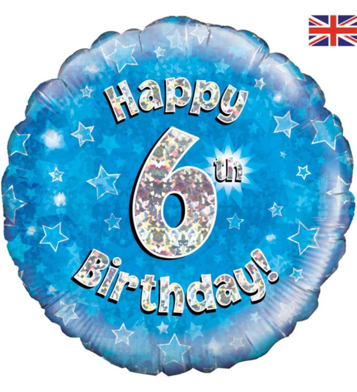 18" Oaktree 6th Birthday Blue Round Foil Balloon