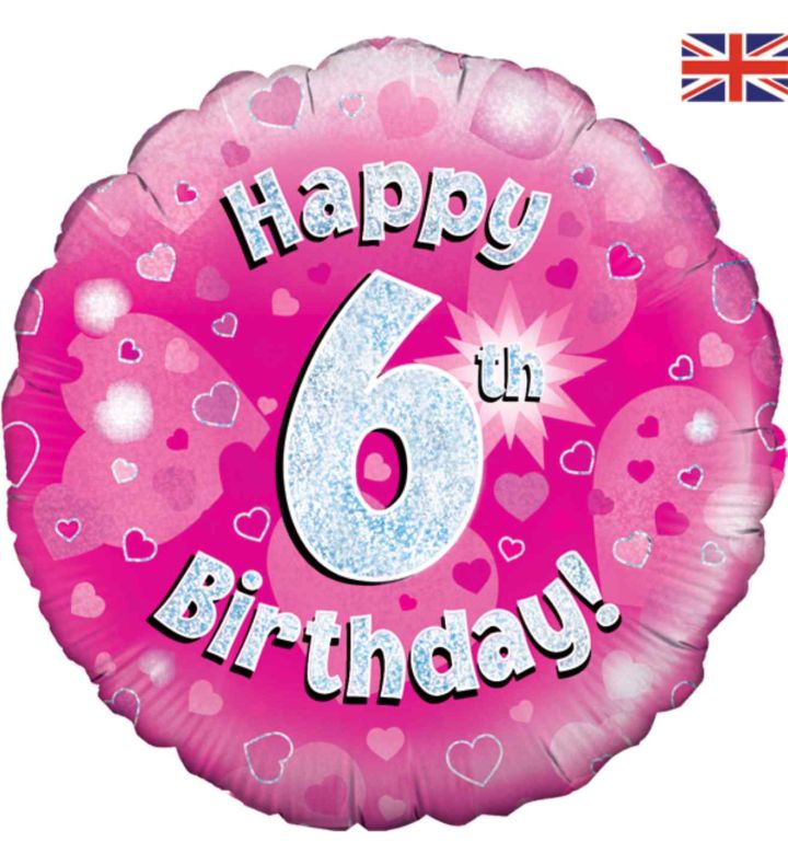 18" Oaktree 6th Birthday Pink Foil Balloon