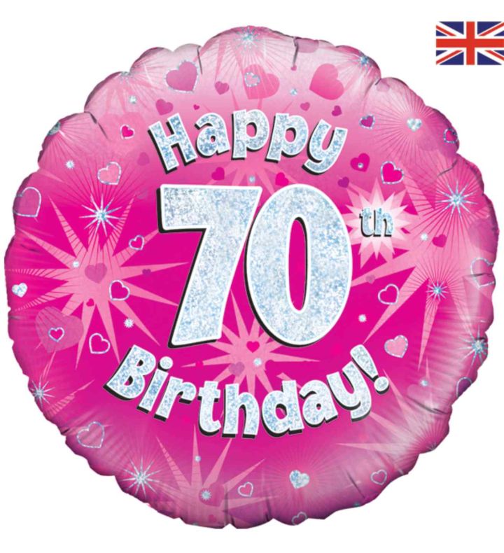 18" Oaktree 70th Birthday Pink Round
