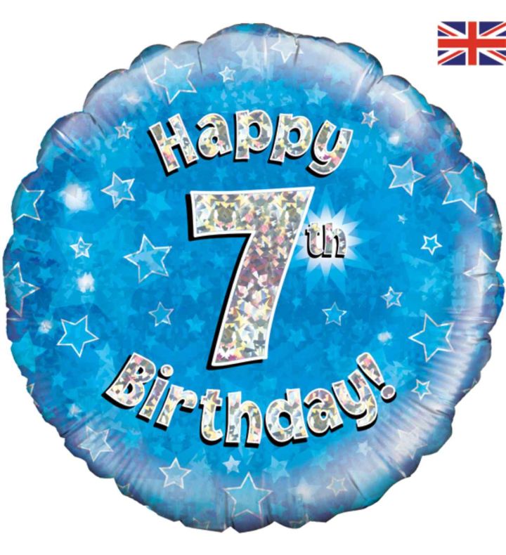 18" Oaktree 7th Birthday Blue Round Foil Balloon