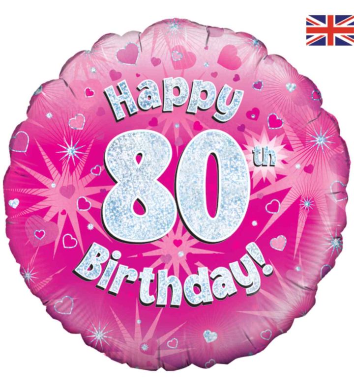 18" Oaktree 80th Birthday Pink Foil Balloon 