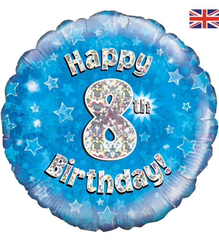 18" Oaktree 8th Birthday Blue Round Foil Balloon