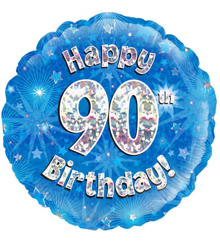 18" Oaktree 90th Birthday Blue Foil Balloon
