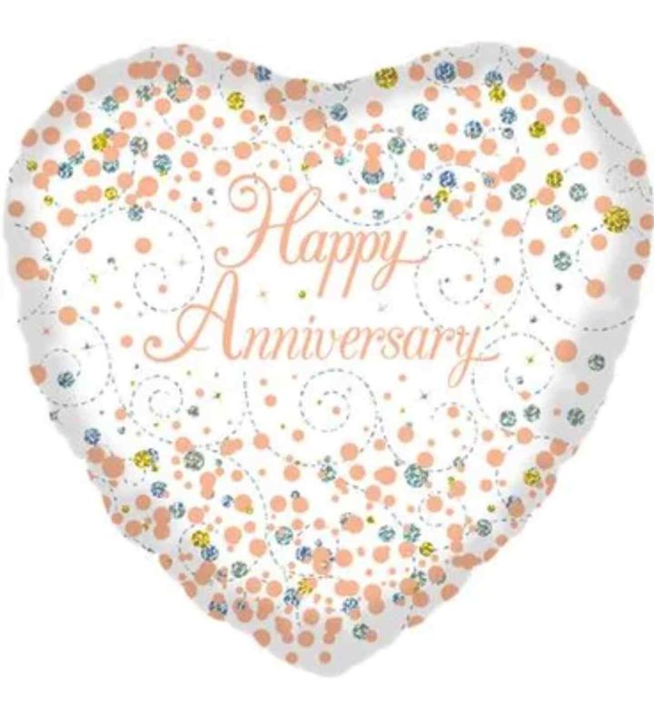 18" Oaktree Happy Anniversary White/Rose Gold Heart