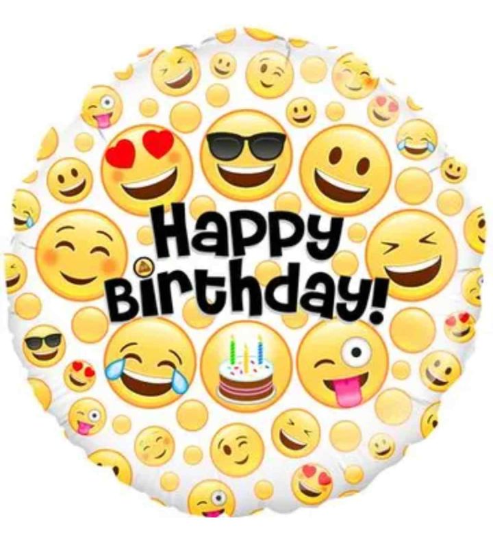 18" Oaktree Happy Birthday Emoji Round