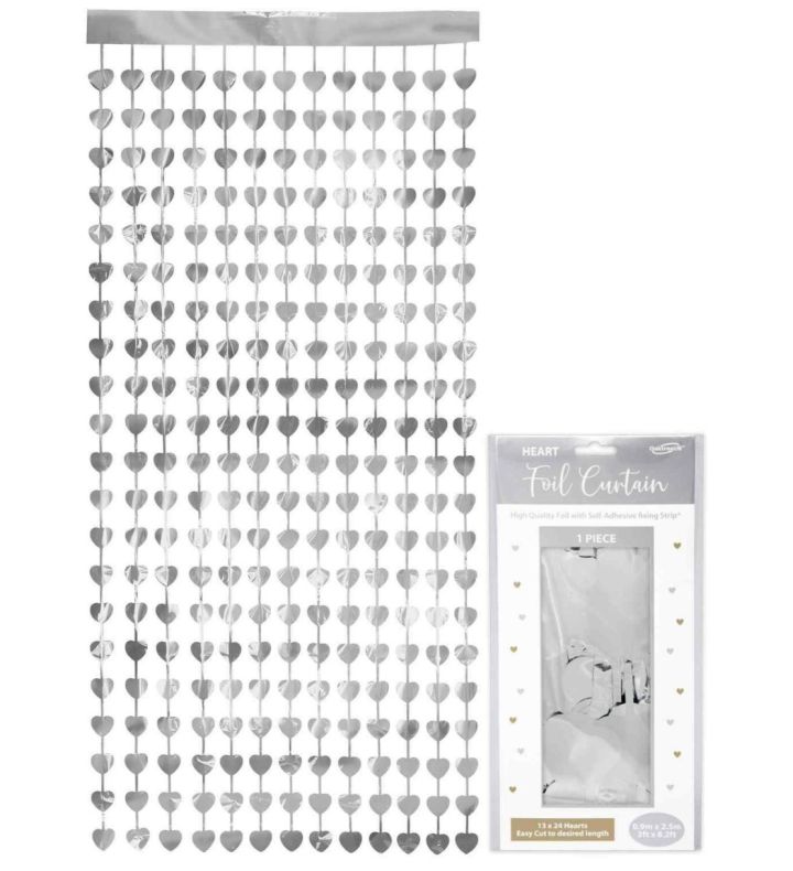 Oaktree Heart Foil Door Curtain 0.9m x 2.5m Metallic Gold