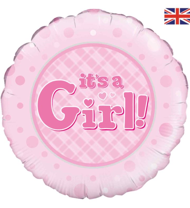 18" Oaktree 'It's A Girl' Pink Round