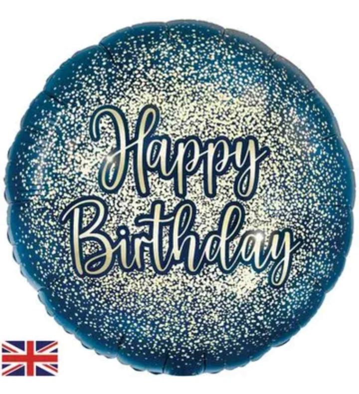 18" Oaktree Navy Gold Metallic Glitter Birthday