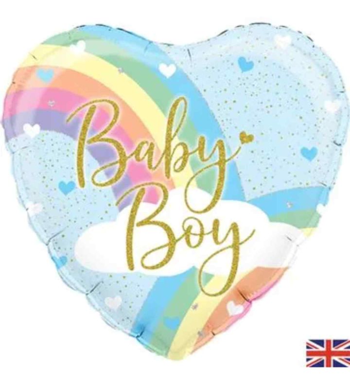 18" Oaktree Pastel Rainbow Baby Boy Heart