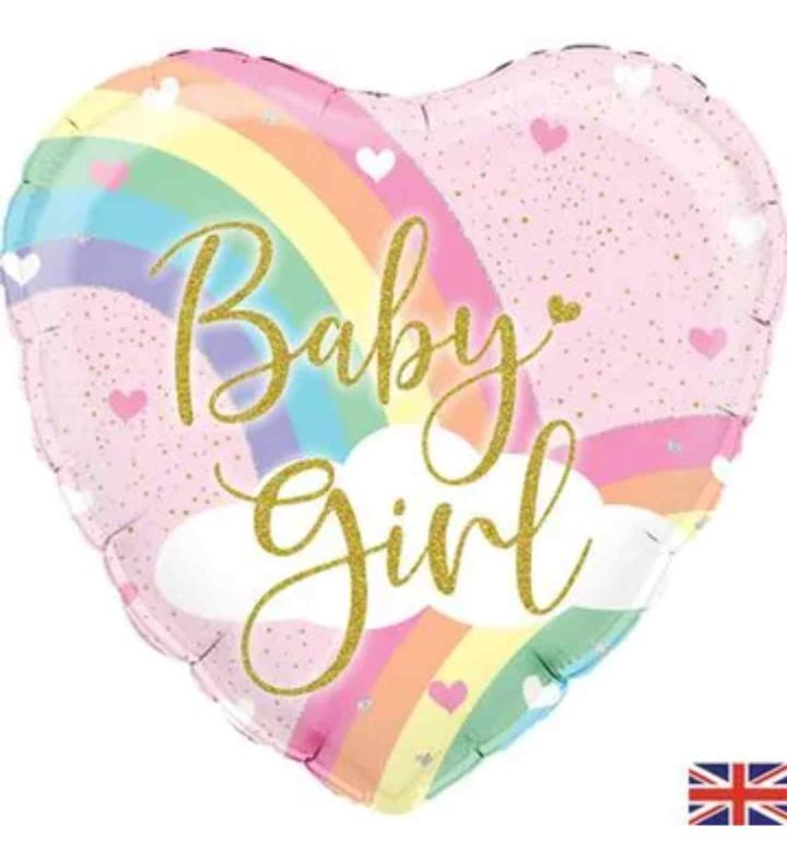 18" Oaktree Pastel Rainbow Baby Girl Heart