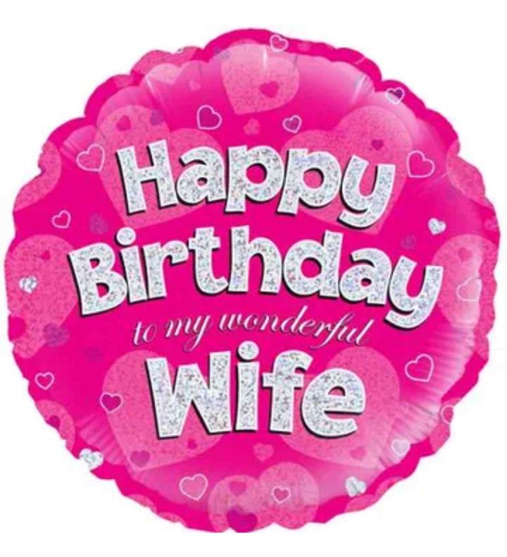 18" Oaktree Happy Birthday Wife Pink Round