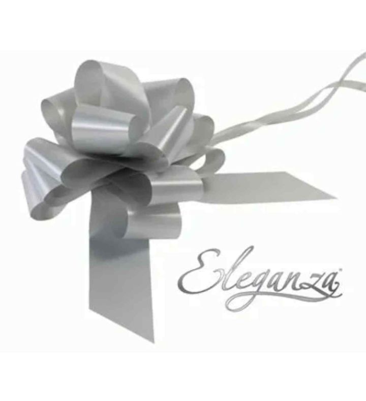 Eleganza Poly Pull Bows Silver - 50mm x 20pcs