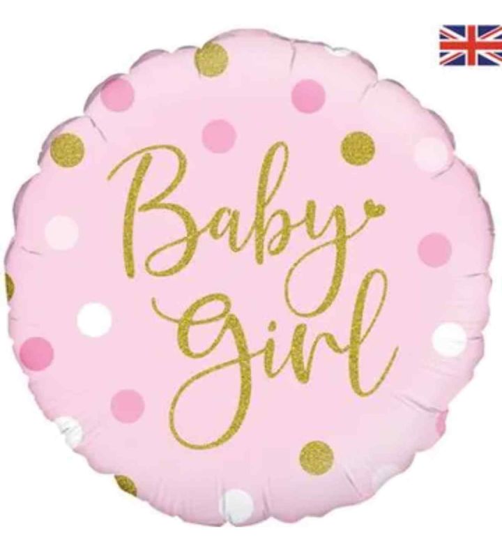 18" Oaktree Sparkling Baby Girl Dots Round