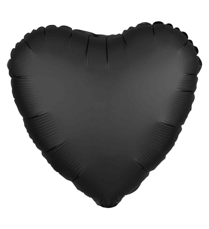 17" Onyx Heart Satin Luxe Foil Balloon Anagram - Unpackaged