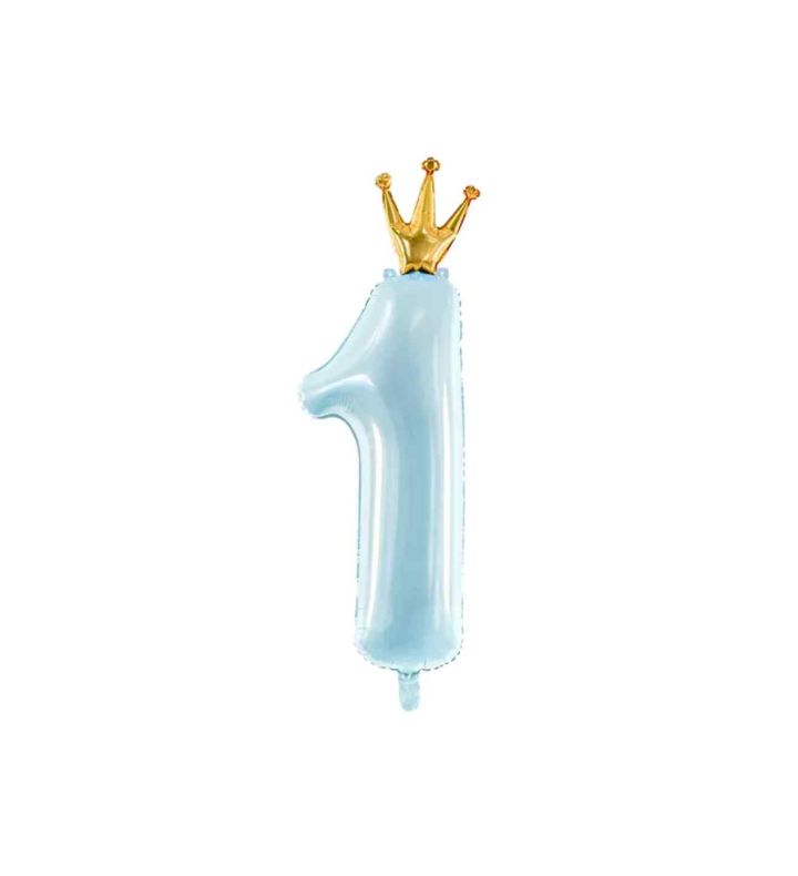 36" Blue Number 1 w/Crown Party Deco Foil Balloon