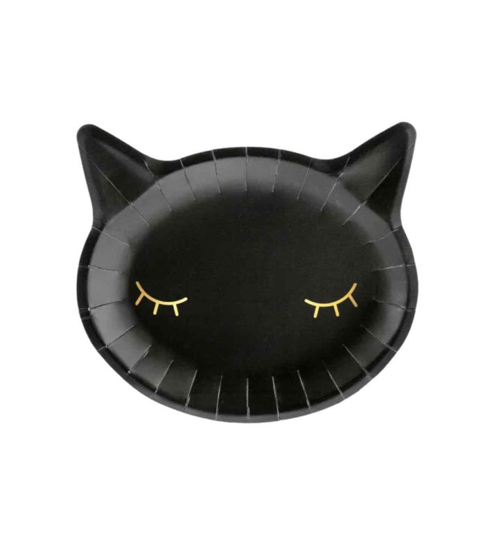 Cat Paper Plates Black 6ct