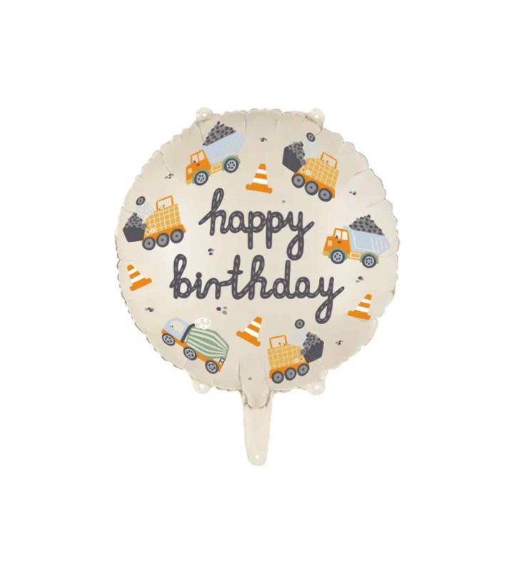 14" Foil Balloon Construction Vehicles Birthday