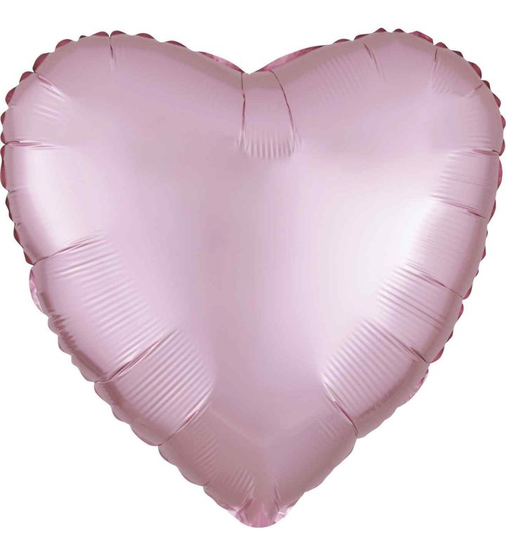 17" Pastel Pink Heart Satin Luxe Foil Balloon Anagram - Unpackaged