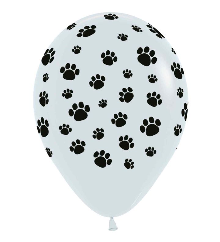 12" Sempertex Paw Print White 005 Latex Balloons 25ct