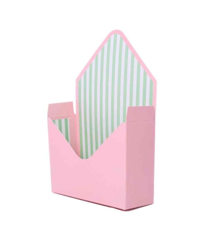 23cm Carboard Envelope Pink / Green Stripes 10pcs