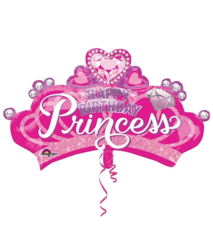 32" Anagram Princess Crown and Gem Birthday Foil Balloon