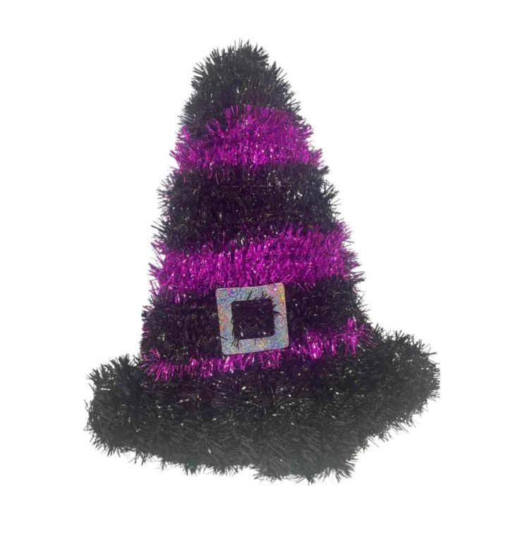 Purple Witches Hat Tinsel Plaque