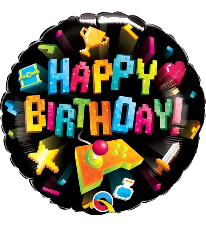 18" Happy Birthday Gaming Foil Balloon