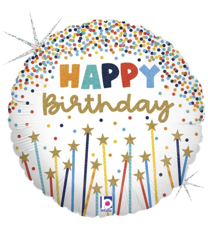 18" Betallic Birthday Star Candles Round