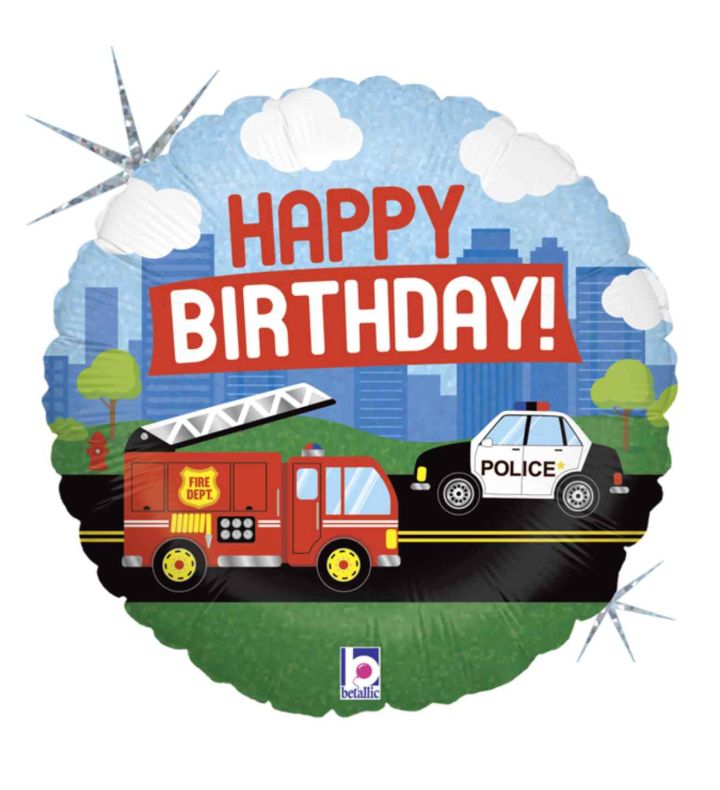 18" Betallic Emergency Vehicle B-Day Round