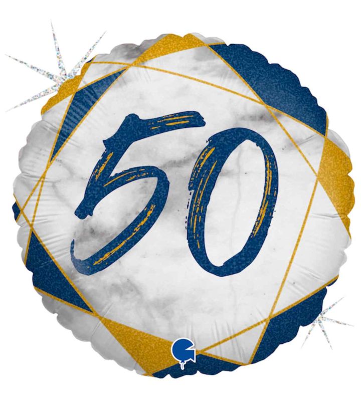 18" Grabo Marble Mate Blue 50 Foil Balloon