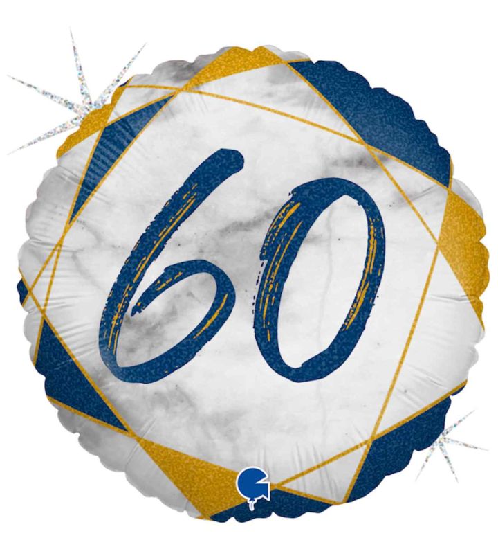 18" Grabo Marble Mate Blue 60 Foil Balloon
