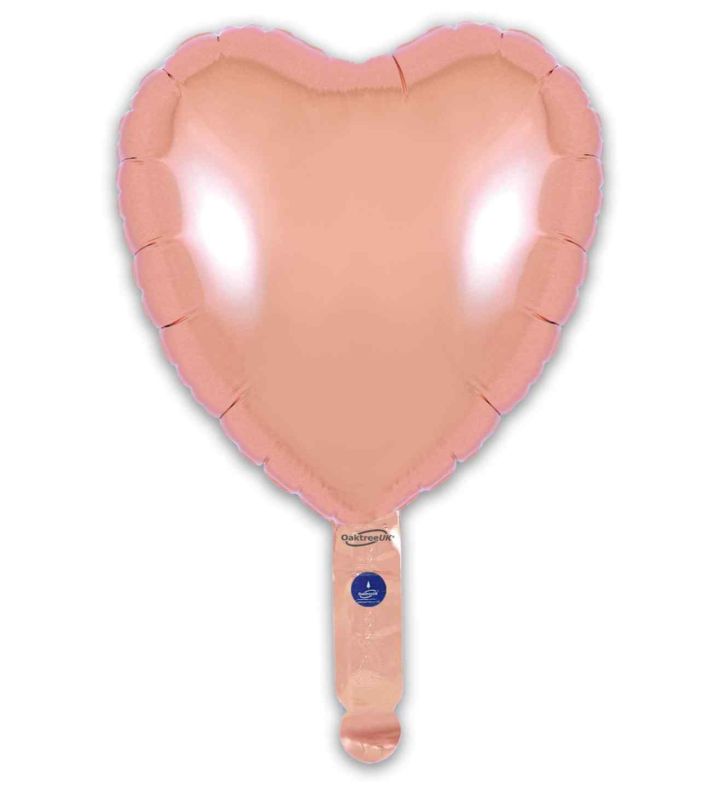 9" Oaktree Rose Gold Heart Foil 5pcs