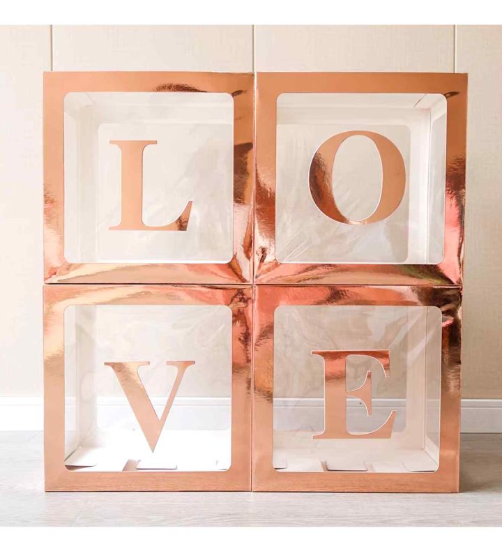30cm Metallic Rose Gold Window Box - Pack of 4