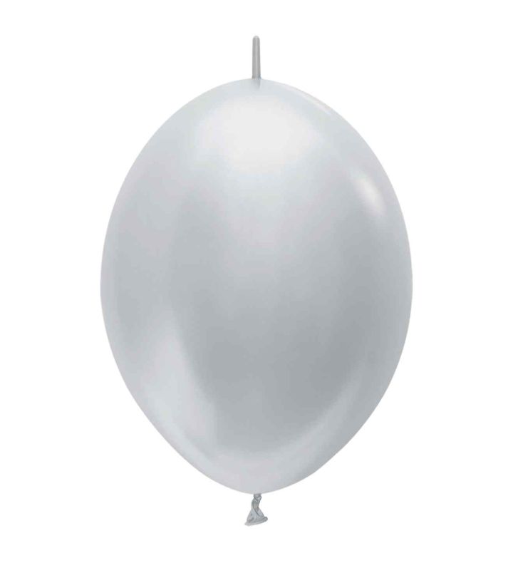 6" Sempertex Metallic Pearl Silver 481 Link Latex Balloons 100ct