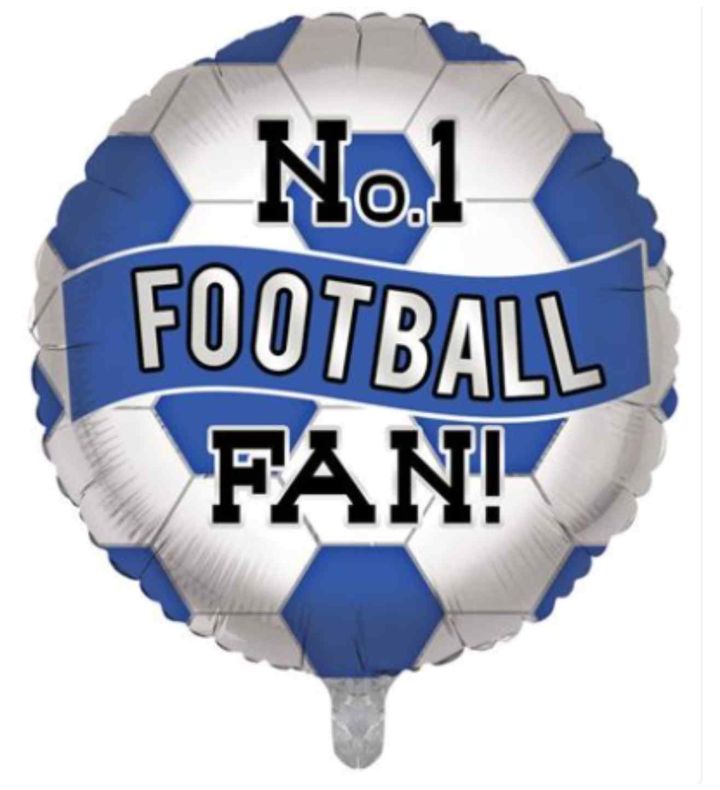 No.1 Football Fan! 18" foil Blue and White
