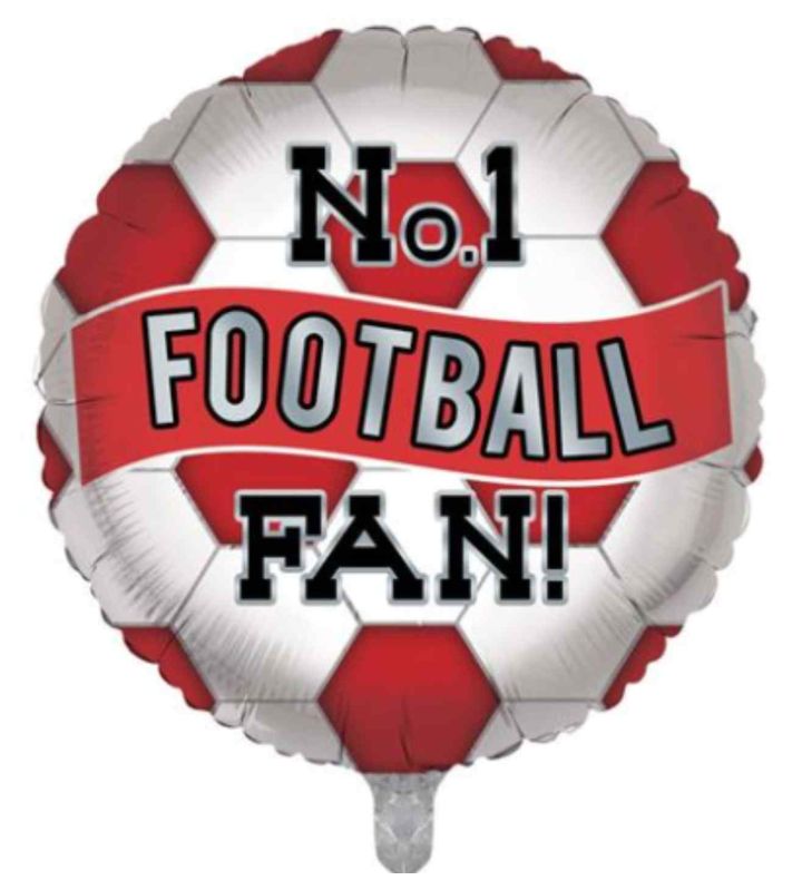 No.1 Football Fan! 18" foil Red and White