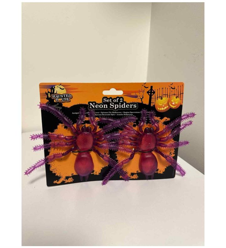Set of 2 Purple Neon Spiders