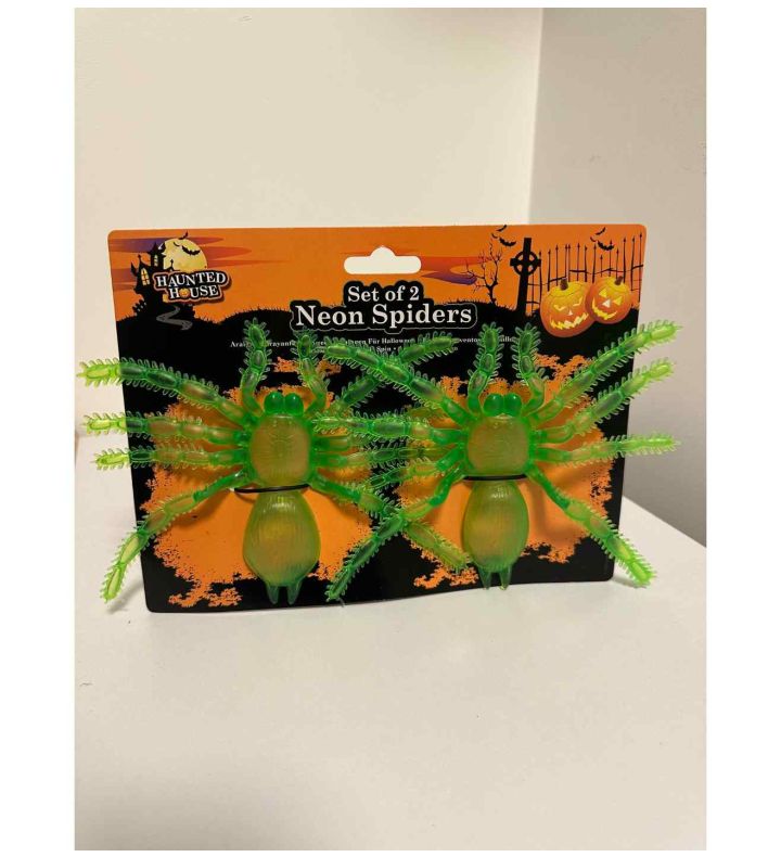 Set of 2 Green Neon Spiders